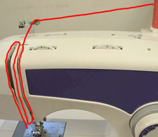 feeding thread through a sewing machine