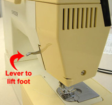 lever to lift presser foot
